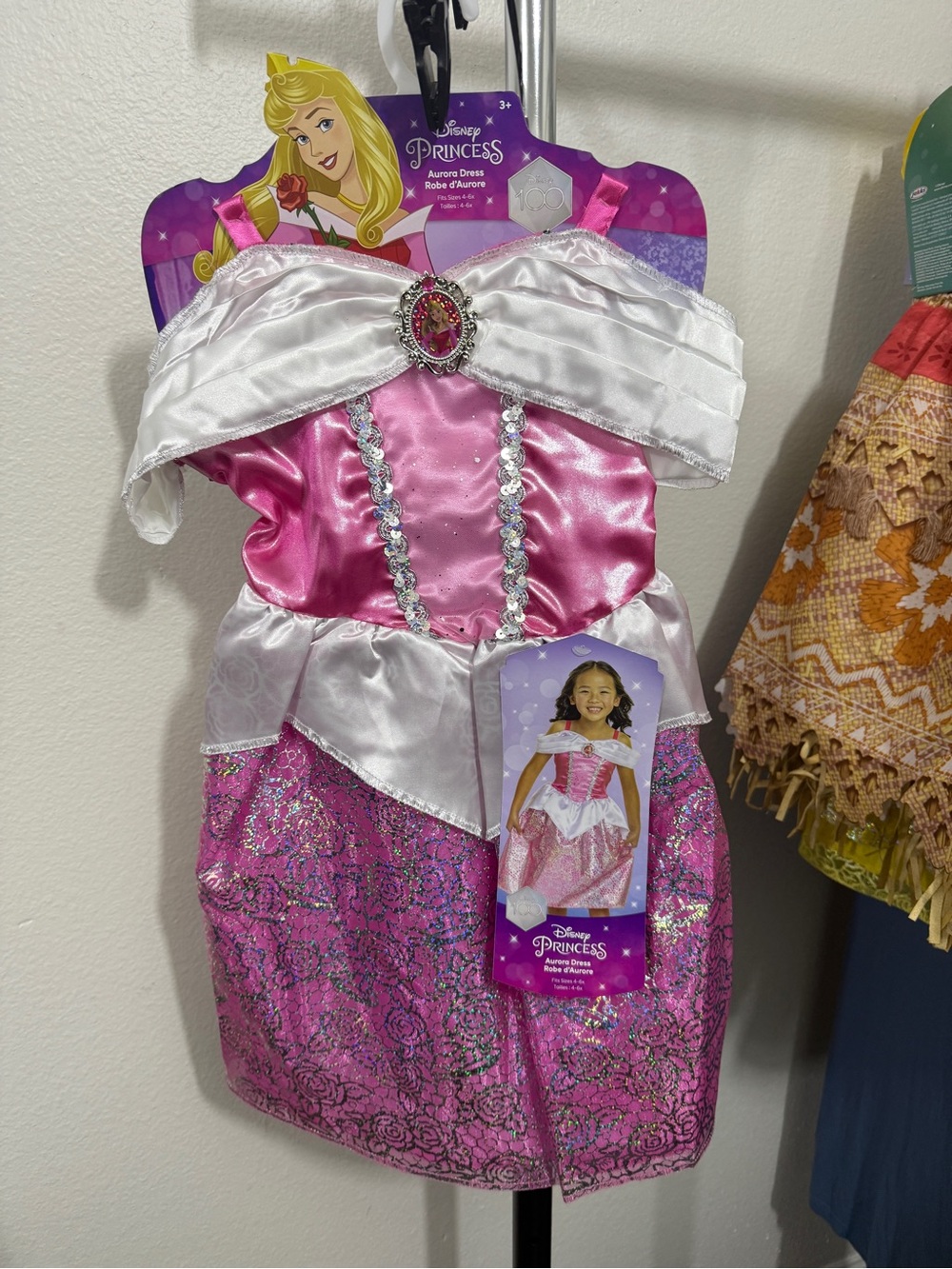 Disney Princess Aurora Pink and White Glitter Dress